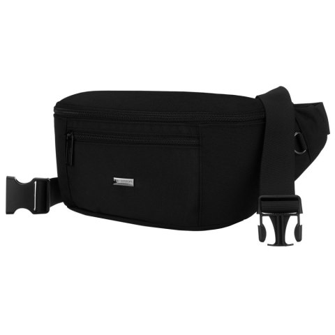 Czarna saszetka męska z kieszenią zewnętrzną na suwak - Peterson