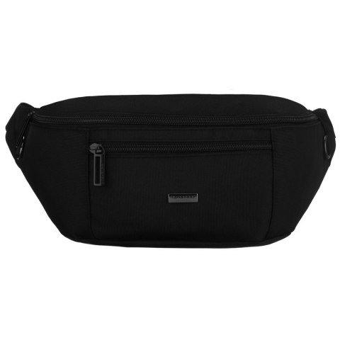 Czarna saszetka męska z kieszenią zewnętrzną na suwak - Peterson