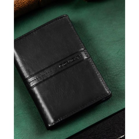 Duży, skórzany portfel męski w czarnym kolorze wyposażony w system RFID - Rovicky