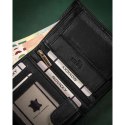 Duży, skórzany portfel męski w czarnym kolorze wyposażony w system RFID - Rovicky