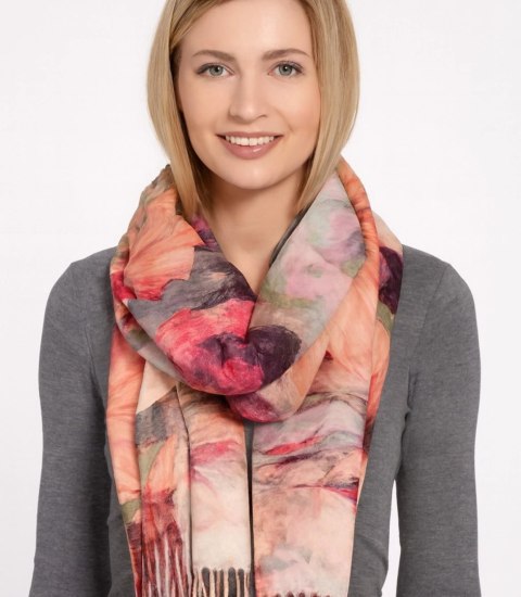 Kwadratowa chusta szal damski z frędzlami (Wielokolorowy)