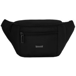 Miejska saszetka męska w czarnym kolorze z kieszenią zewnętrzną na suwak - Peterson