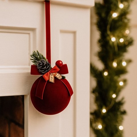 Bombka zawieszka na choinkę z kokardą i stroikiem, 1 sztuka 22cm WOZ48