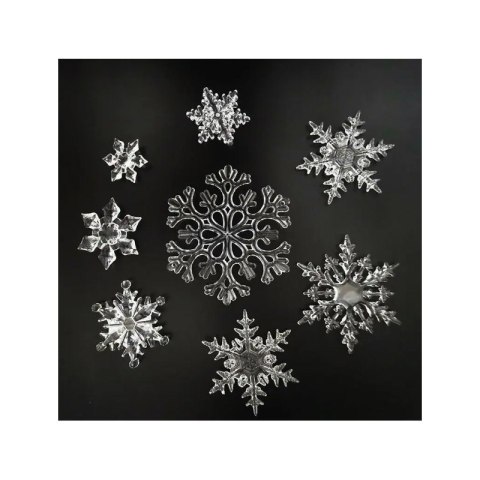 Zestaw zawieszek płatki śniegu transparentne śnieżynki 12szt. w opakowaniu BSN69