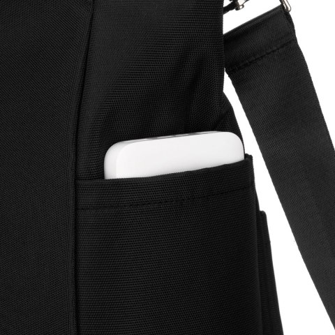 Czarna, pojemna torba damska z przegrodą na laptopa wykonana z poliestru - Peterson