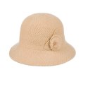 Kapelusz damski cloche naszywka kwiat (Beżowy)