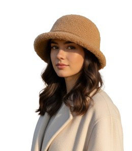 Kapelusz damski z miękkiej tkaniny teddy (Beżowy)