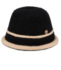 Kapelusz damski z naszywką dwukolorowy (Czarny || Beżowy)