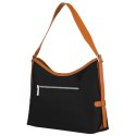 Czarna torebka damska z poliestru i skóry ekologicznej, jednokomorowa - Peterson