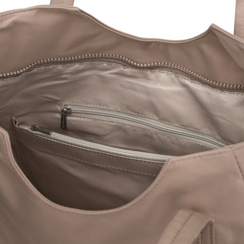 Shopperka damska z poliestru w beżowym kolorze, jednokomorowa i zamykana suwakiem - Peterson