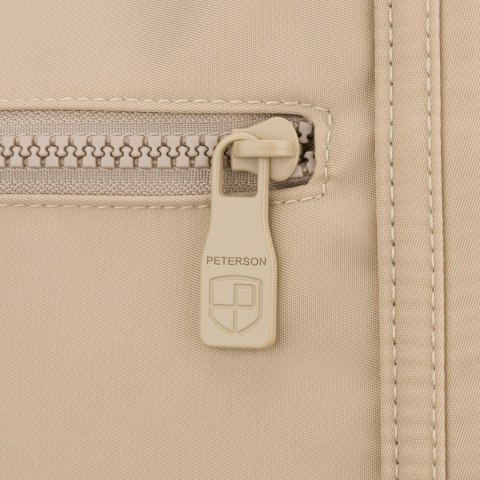 Shopperka damska z poliestru w jasnobeżowym kolorze zamykana suwakiem - Peterson