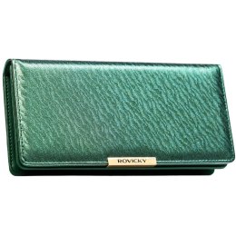Portfel damski ze skóry ekologicznej w zielonym kolorze, wyposażony w system RFID - Rovicky