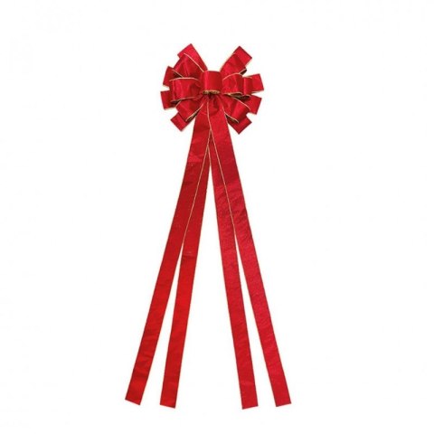 Duża czerwona kokarda XL ozdoba świąteczna na drzwi, choinkę welur 33 x 120cm WOZ44