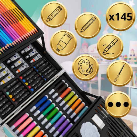 ZESTAW DO MALOWANIA DLA DZIECI ARTYSTYCZNY PLASTYCZNY WALIZKA 145el jednorożec