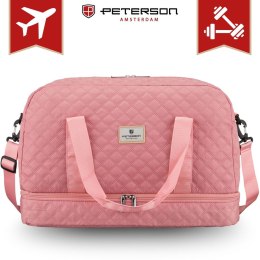 Różowa, treningowa torba wykonana z poliestru, dwukomorowa - Peterson